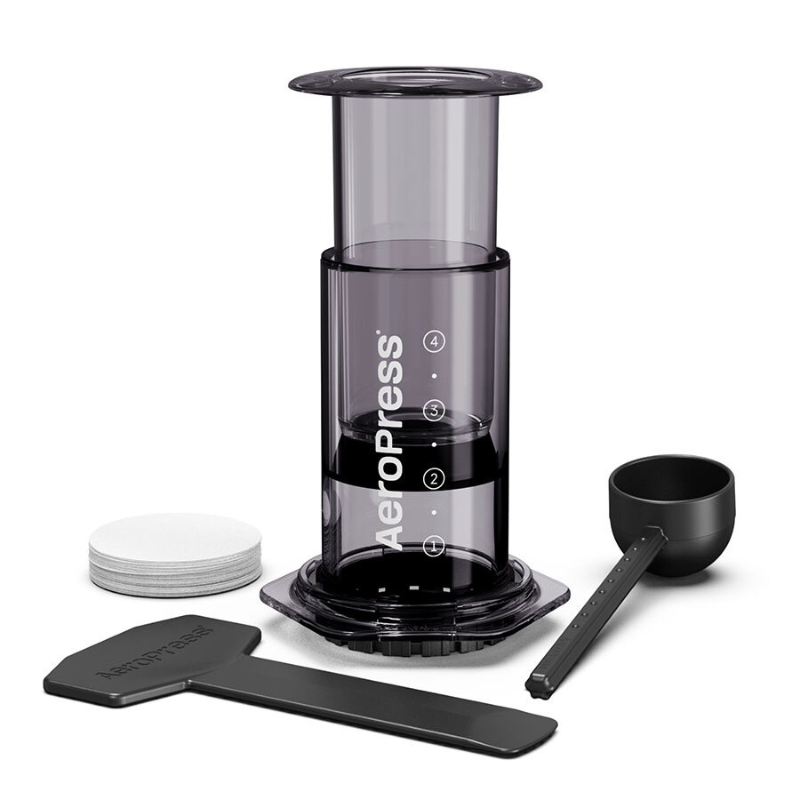 AeroPress Clear Kaffeebereiter schwarz aus transparentem Kunststoff