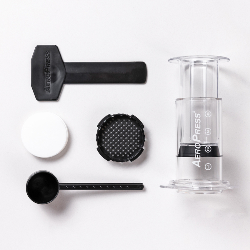 AeroPress Clear Set aus transparentem Kunststoff