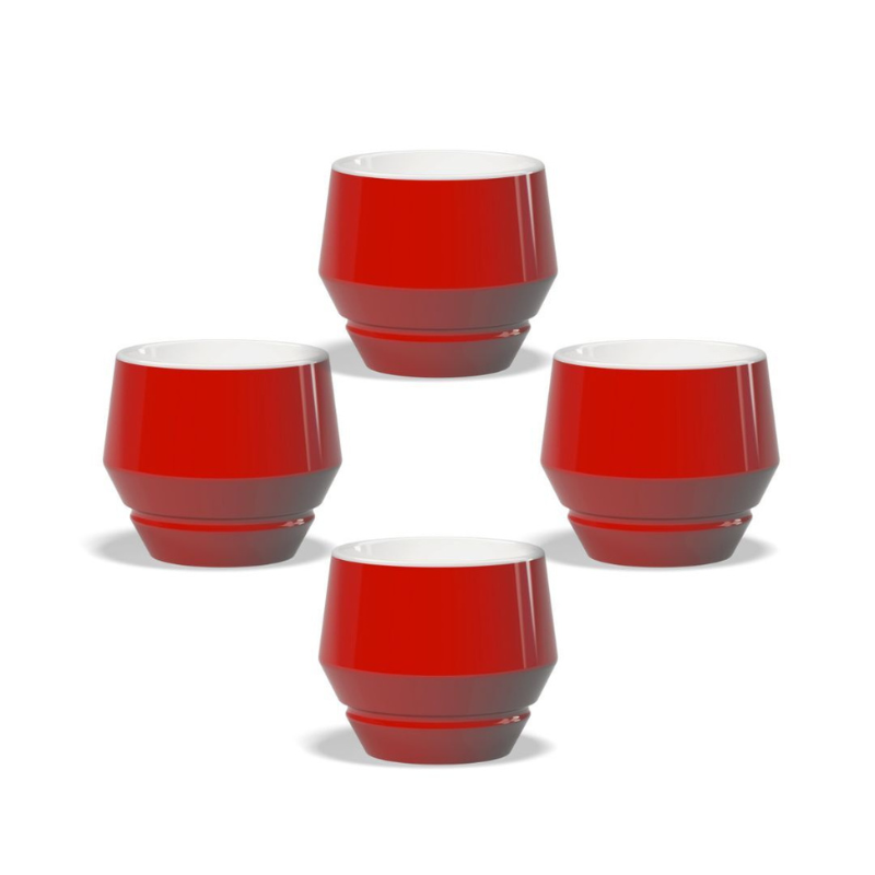 Maniko Club House Cappuccino-Tassen rot aus hochwertigem Porzellan