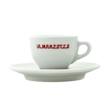 Rote La Marzocco Espressotasse mit Logo